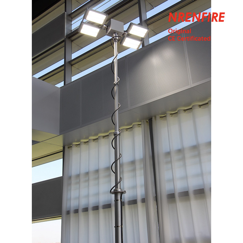 3.7m vehicle roof mount pneumatic telescopic mast light tower for fire tenders/ remote control/ robot mast light