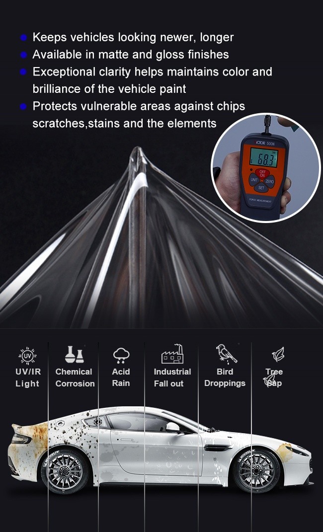 Clear TPU Vehicle PPF Self Healing Installation Friendly 6.5 Mil Car Paint Protection Film
