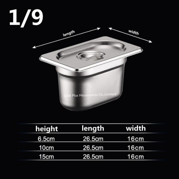 Hotel selling stainless steel gastronorm tray 1/9 soup basin with cover set