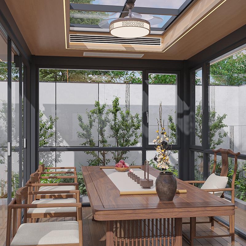 Metal Type Aluminium Alloy Louver Turning Sunroom Gazebo for Courtyard and Garden Sun Protection