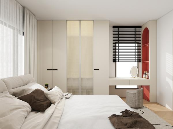 Modern Storage Bedroom Furniture Customized Closet Glass Door Walk In Wooden