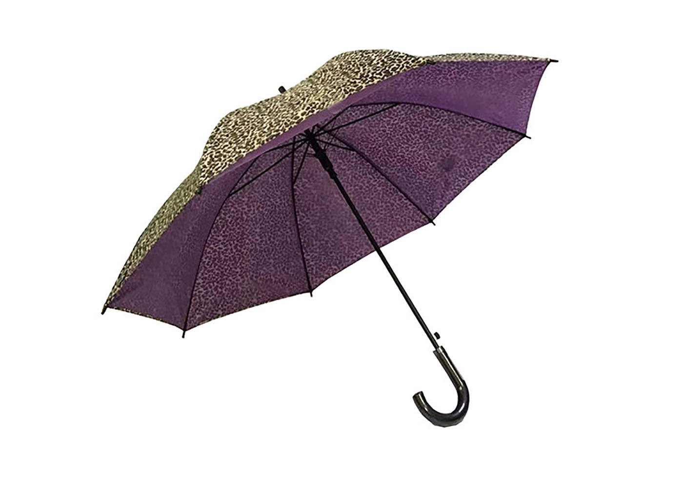 Unique 23 Inch Auto Open Stick Umbrella Double Layer J Shape Plastic Handle