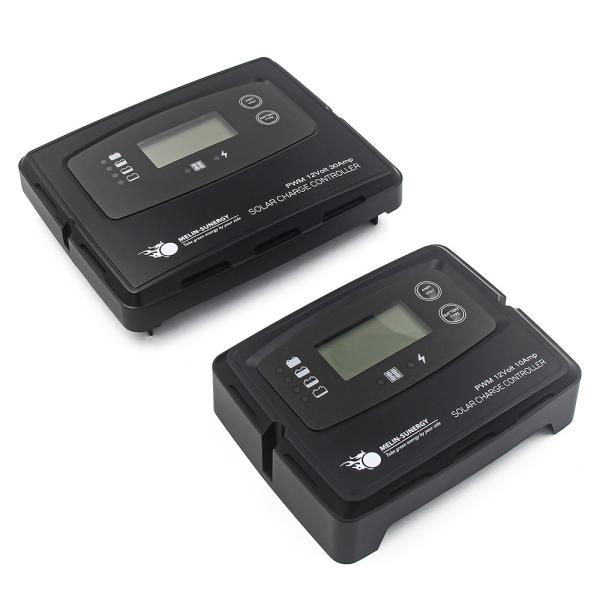 Quality Black 15A Digital Solar Charge Controller with LCD+LED Display and 50V Maximum Input Voltage for 12V 24V Systems for sale