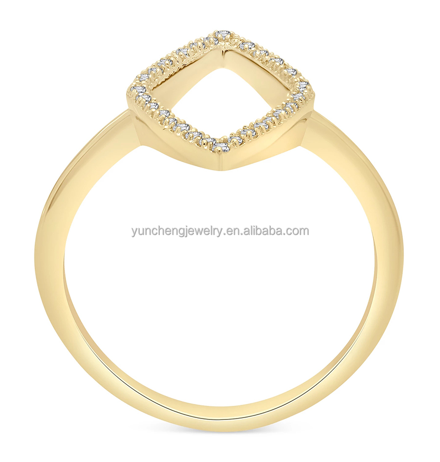 Engagement White CZ Rhombus Statement Ring Gold 925 Sterling Silver Jewelry for Women