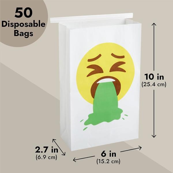 Paper Disposable Vomit Bags for Car Motion Sickness, Barf, Throw Up, Puke for