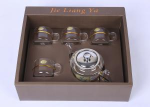 China High Grade Glass Tea Infuser Teapot With Warmer And 4 Cups 21oz / 600ml Pot Capacity on sale
