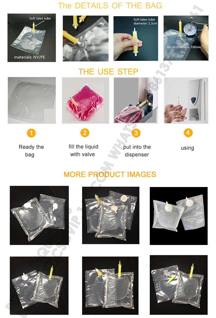 500ml 800ml 1L Hand Soap Jel Refill Soap Dispenser Pouch With Pump Packaging Nylon Bag
