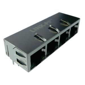  HFJ14-1G16ER-L11RL Multi-port 1x4 Tab-Down Ganged Gigabit RJ45 Connector Manufactures