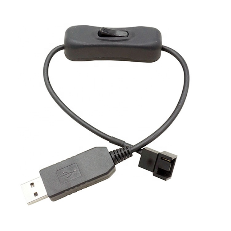 12V Step UP Boost USB to 3 Pin 4pin PWM PC Fan ON OFF Switch Power Adapter Cable