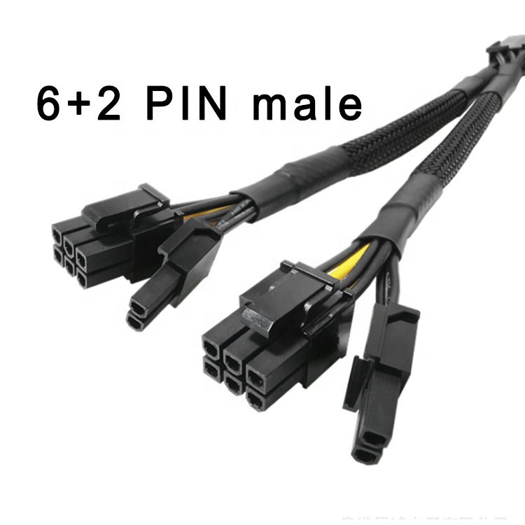 Woven Sleeve PCIe 8 Pin Female to Dual 8 Pin Male PCI Express Graphics Video Card GPU Power Adapter Cable