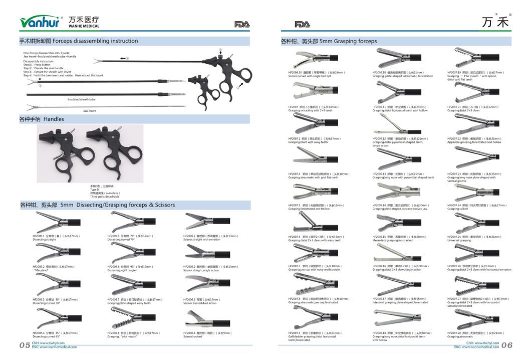 Laparoscopic Forceps Distal 2+3 Claws with Wavy Teeth