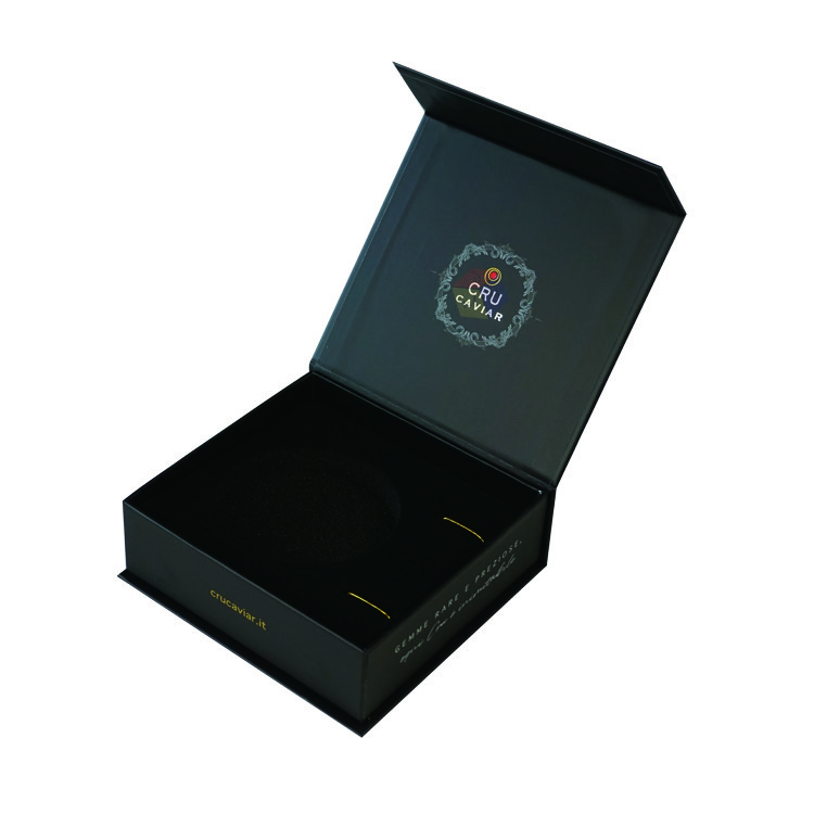 Black Custom Logo Hot Foil Hard Cardboard Packaging Paper Magnetic Gift Box With Foam Insert