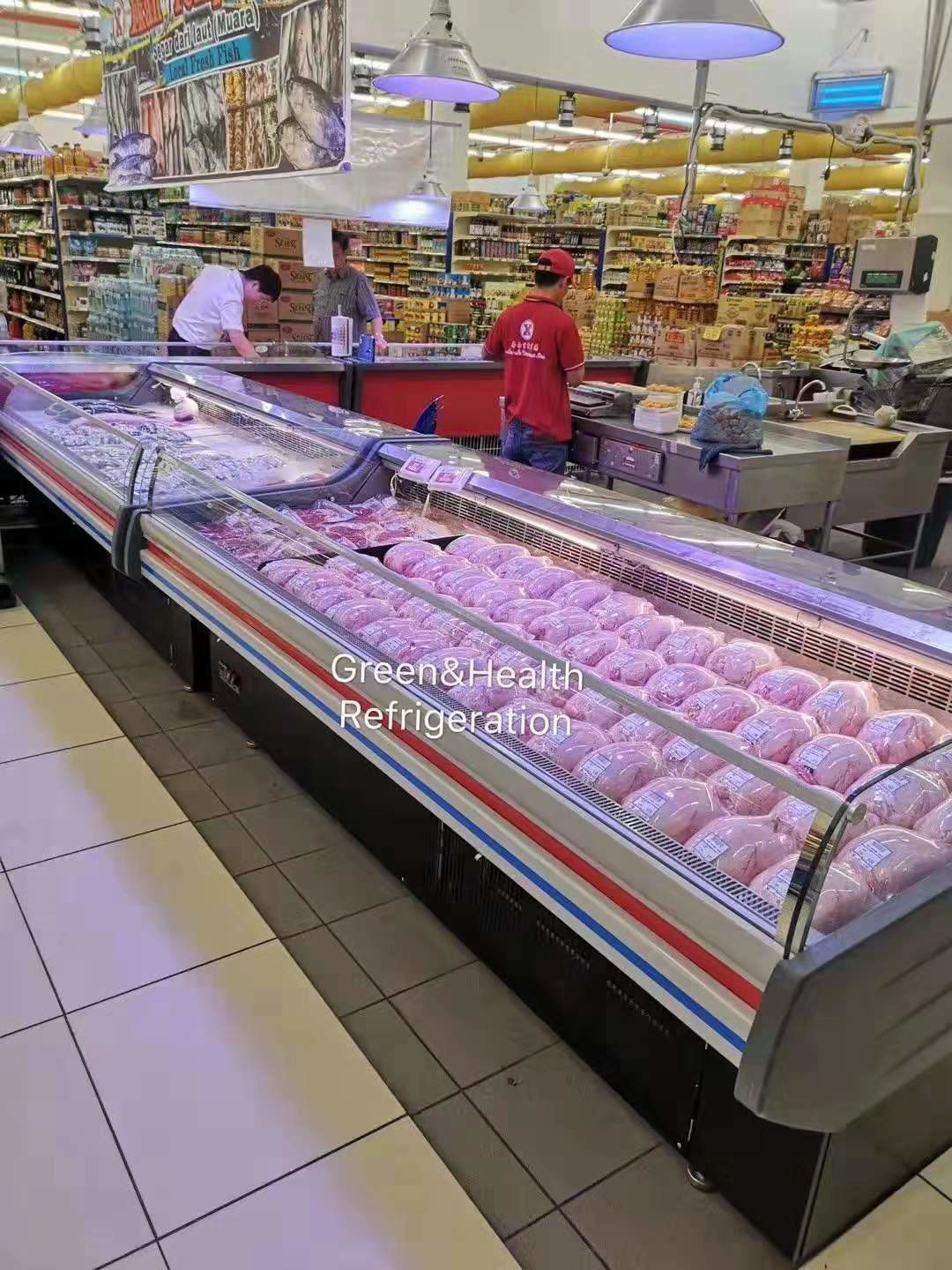 800L Horizontal Fish Meat Open Display Freezer For Butchery Shop
