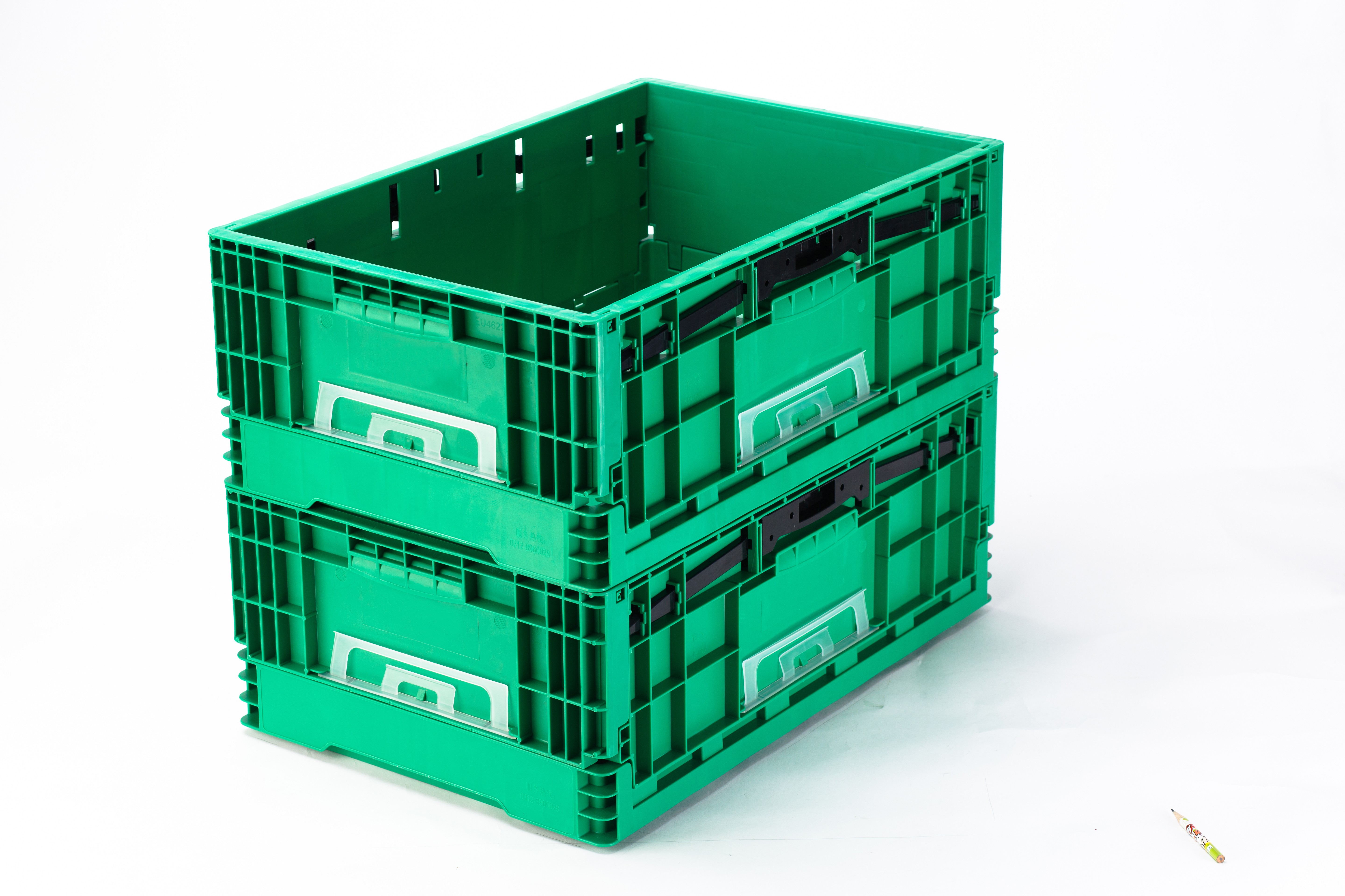 Customized Logo Foldable Green Plastic Circulation Basket for Stackable Organization