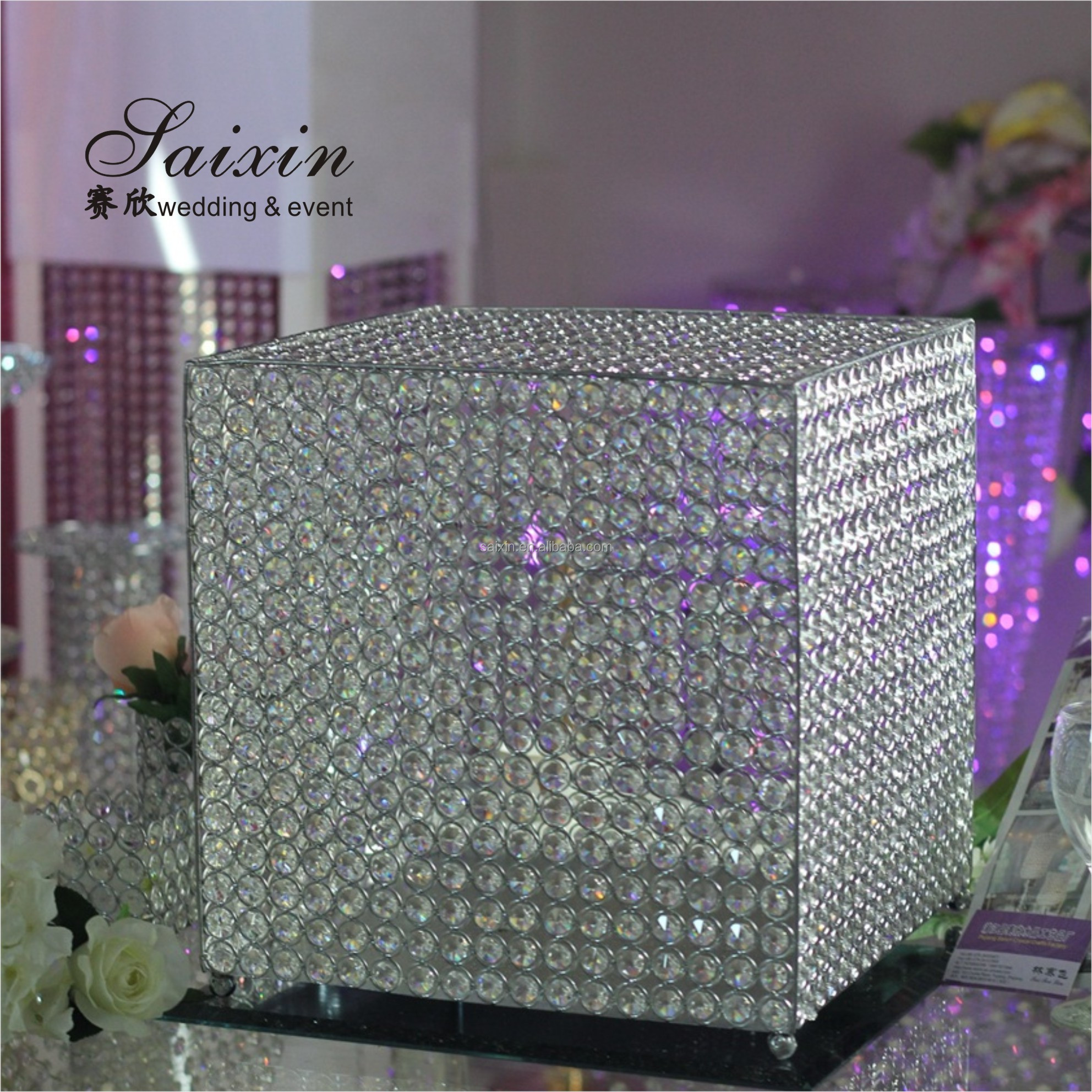 20ft Acrylic Wedding Backdrop Decoration Centerpieces Beautiful Event Gold Mirror Plastic Money Boxes