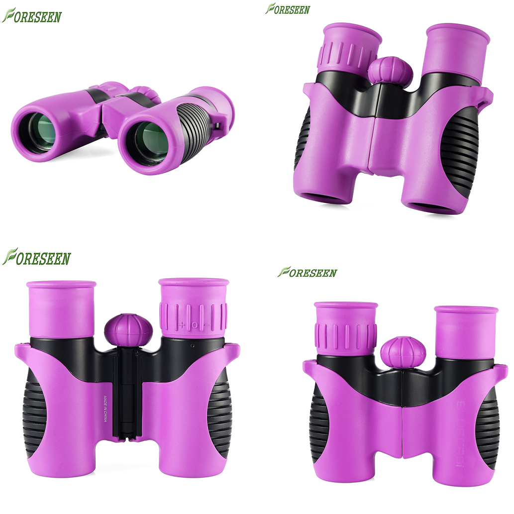 Foreseen Mini Kids Binoculars Telescopes 8X Optical Magnification Purple Color