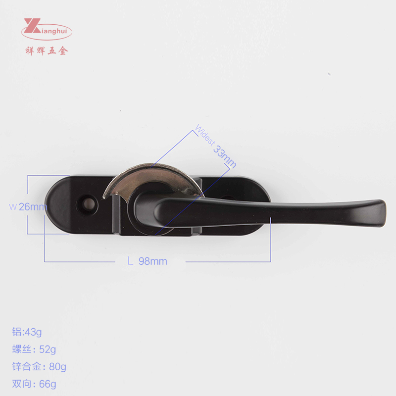 Handle UPVC Door and Windows with Convenient Aluminum Sliding Window Crescent Lock