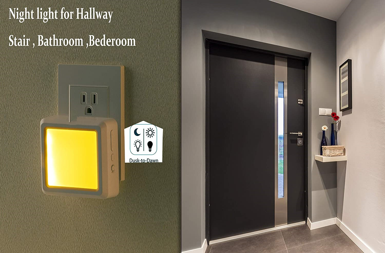 Self-Power Weatherproof Transmitter Plug in Night Lights with Wireless Doorbell