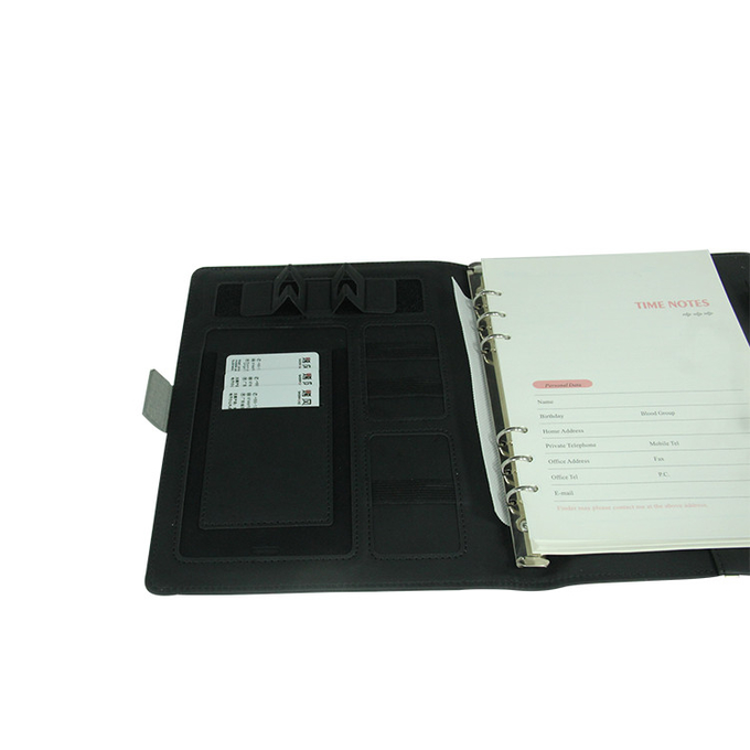 Customized Print Wholesale Luxury Business Smart Hardcover Pu Leather Loose Leaf Wireless Charging Notebook