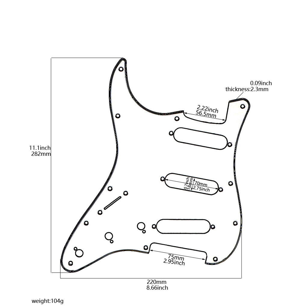 Stratocaster Style Electric Guitar Pickguard ST 3Ply 11-Hole Scratch Plate Cream Pearl PVC