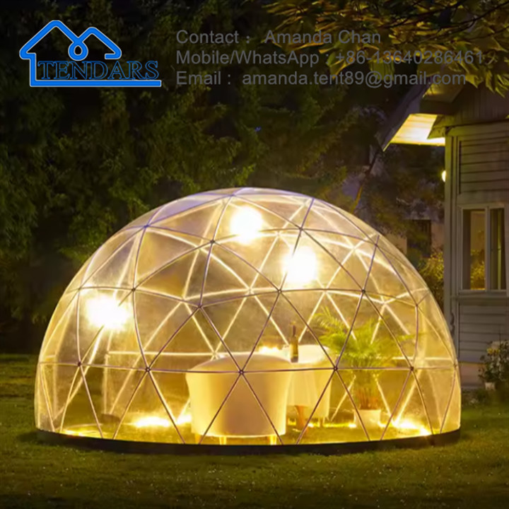 Winter Transparent Proof Geodesic Camping Round Dome Tent For Glamping Event