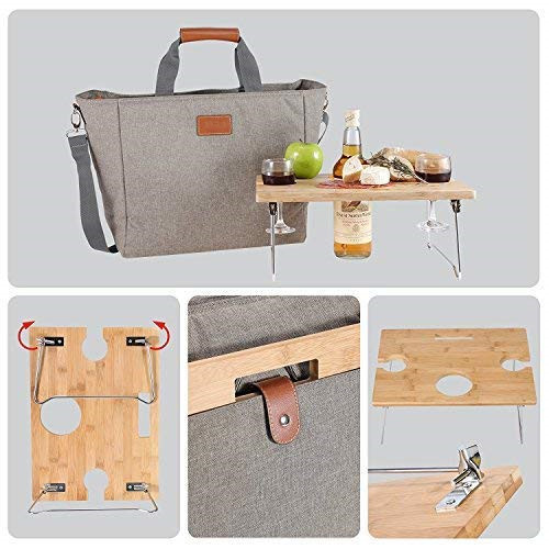 Portable 40L Large Insulated Cooler Tote Bags With Bamboo Wine Table Recyclable