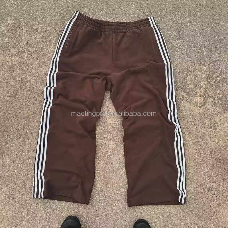 360Gsm 400Gsm French Terry Sweatpants with Custom Stripes and Flare Stacked Baggy Style