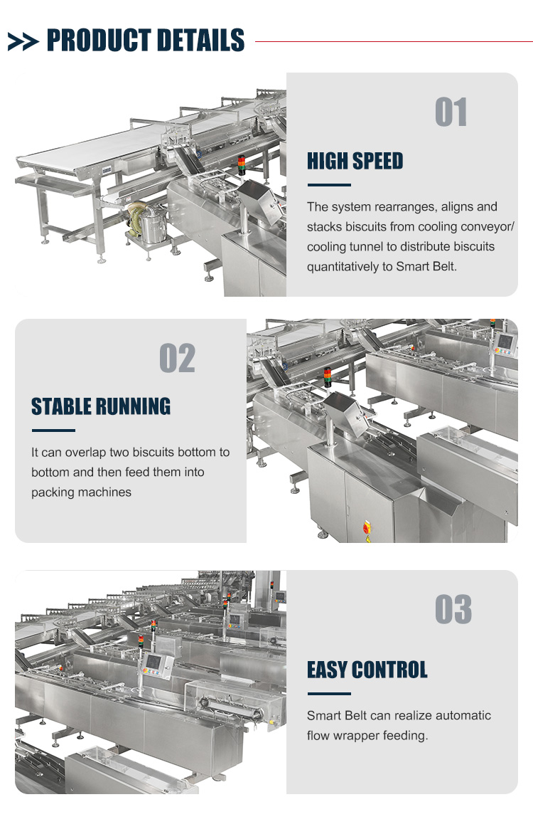 Automatic Smart Belt Feeding System Food Electric Belt Conveyor For Biscuit Product Line