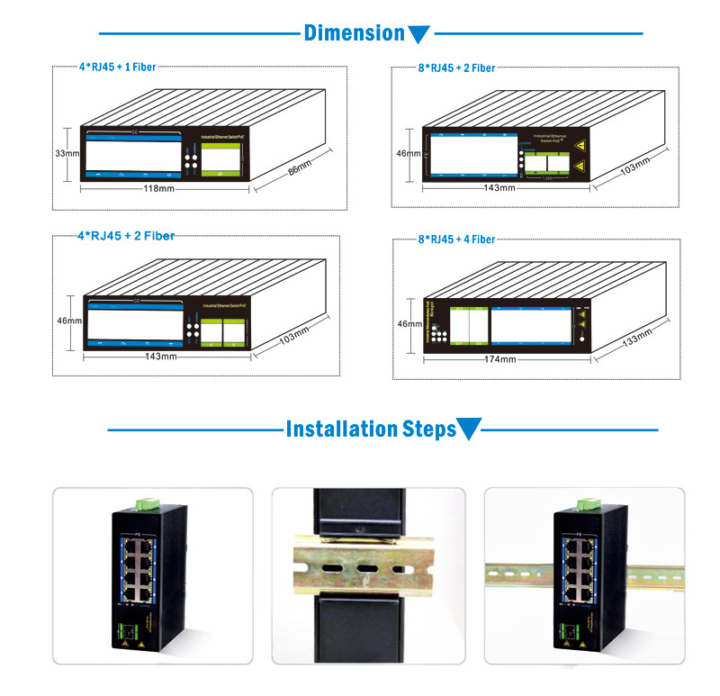 UT11G-SC20A/B 10/100/1000M 1fiber+1RJ45 unmanaged industrial media converter DIN Rail converter