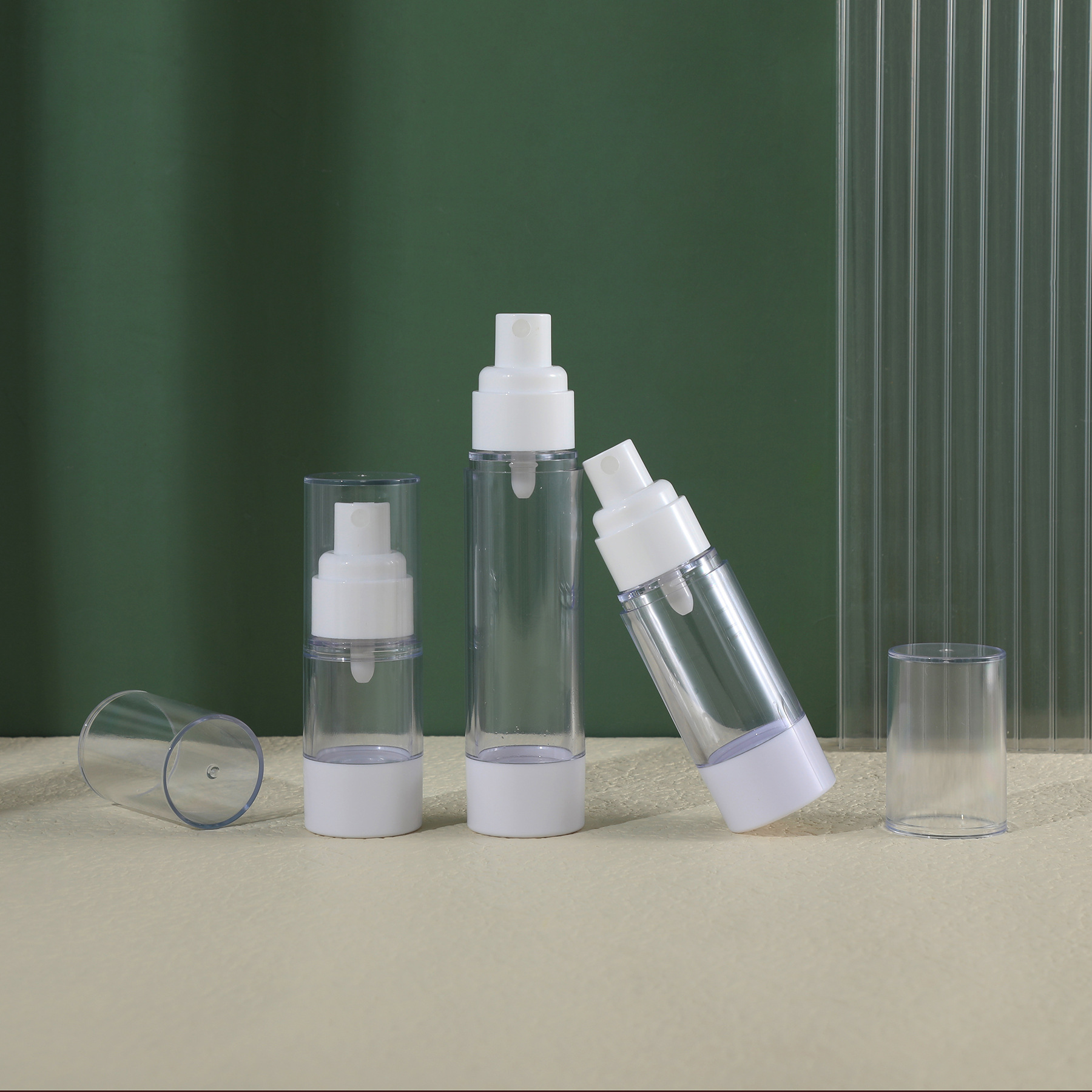 Silver Luxury Plastic Syringe Airless Bottle 5ml10ml 15ml for Empty Airless Cosmetic Dispenser