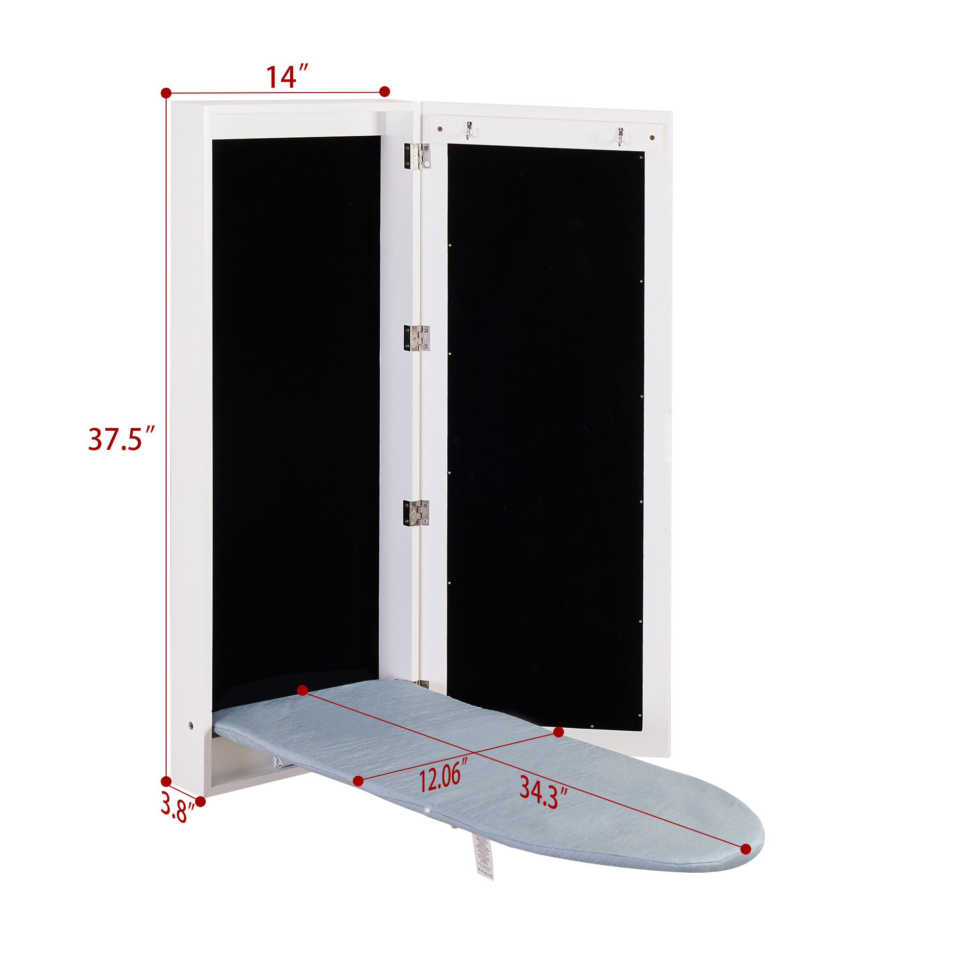 Waterproof Wall Mounted Ironing Board Cabinet MDF E1 Material Hide Away With Mirror