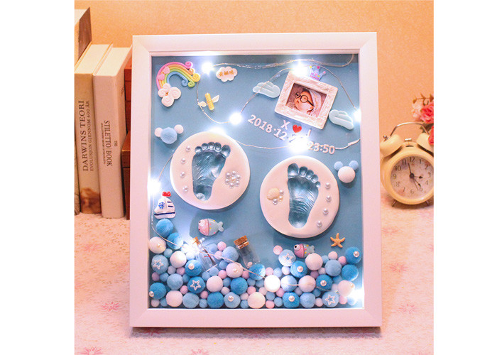 Pine Wood Baby Memory Box , Permanent Diy Hand And Foot Print Mud / Baby Hair Souvenir