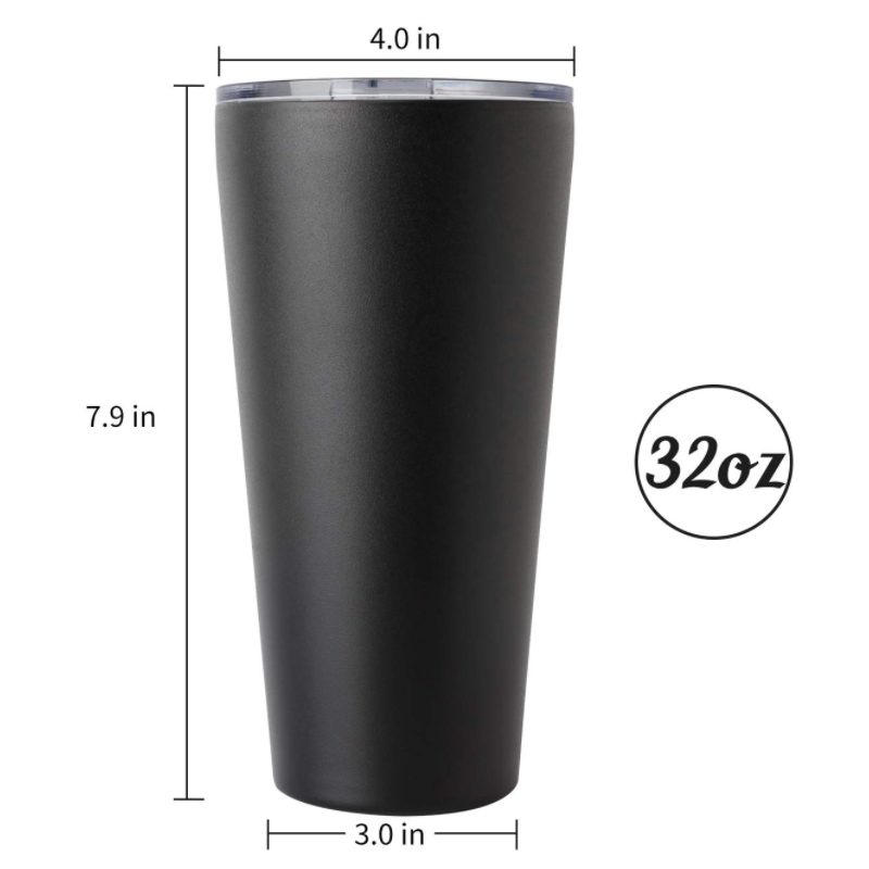 Commercial Black Long Stainless Steel Tumbler 32oz Stainless Steel Coffee Mugs