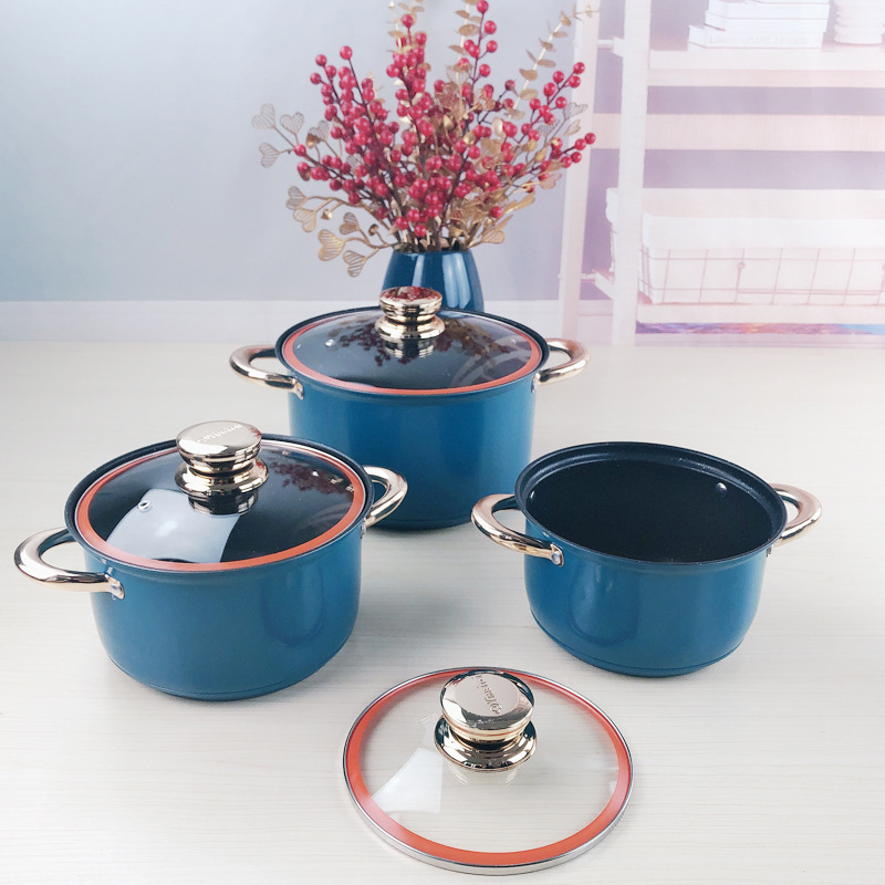 Color Cookware Non Stick Cookware Sets 12pcs Stainless Steel Cooking Pot Set