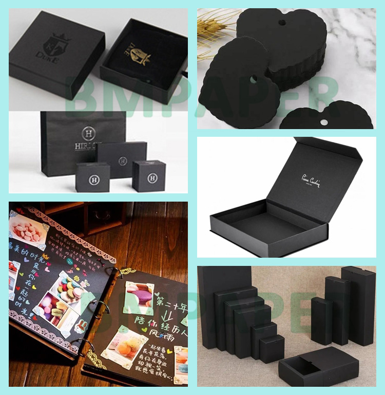  1mm 1.5mm Black Cardstock Paper Sheet For Cosmetics Boxes 70 x 100cm Solid