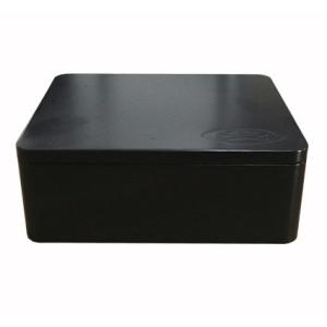 Matt Black Rectangular Metal Tin With Embossed Lid Tobacco Packaging
