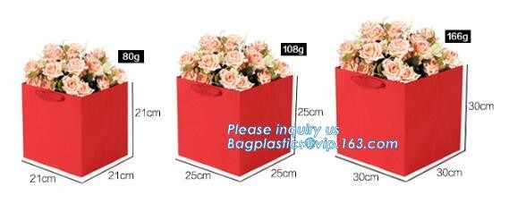 Customized Red Printed Kraft Paper Shopping Bag with Ribbon Handles and Bowknot,Kraft Paper Shopping Bag with Kinds off