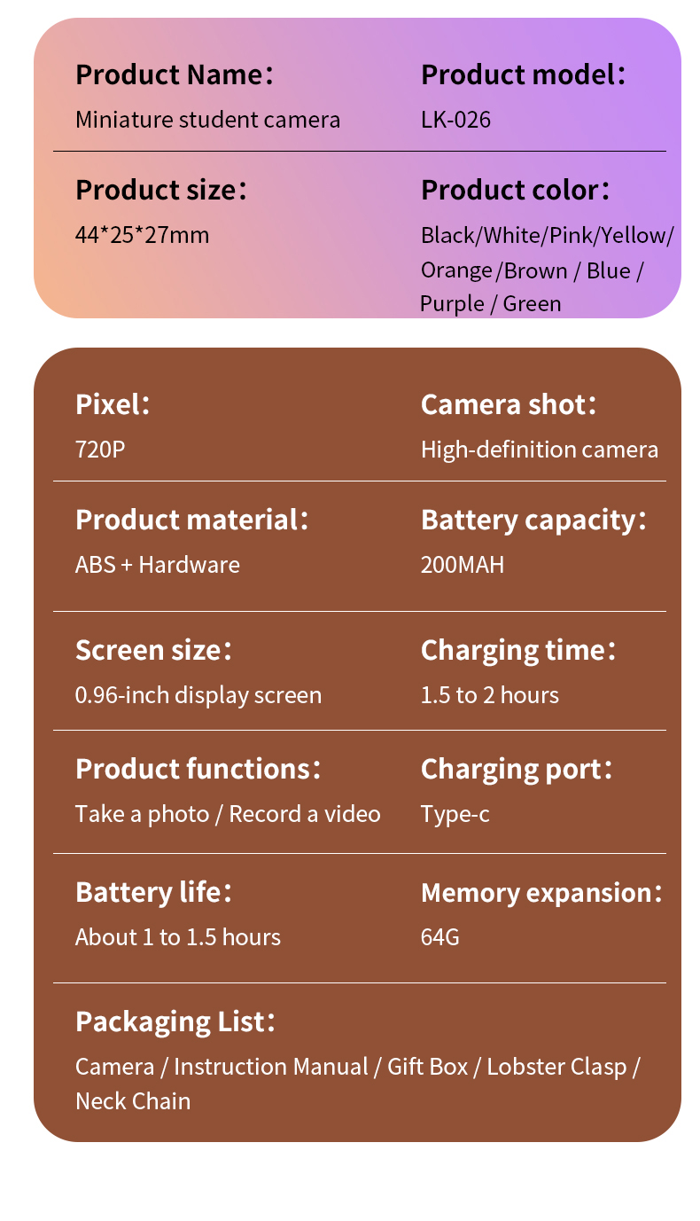 Portable 4K Vlog Camera 48MP CCD Sensor 2.4 Inch Rotatable Screen 8X Digital Zoom Electronic Anti-Shake Smile Capture