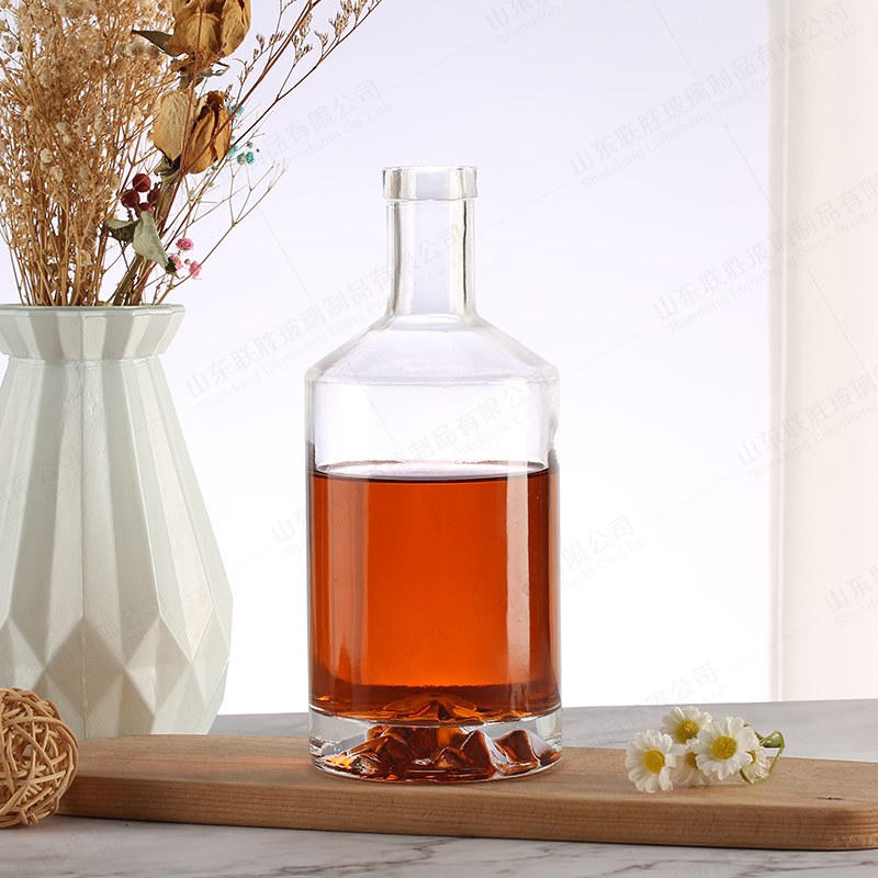 Collar Material Glass Bottle 500ml 750ml 100ml Clear with Thick Fire Mountain Bottom