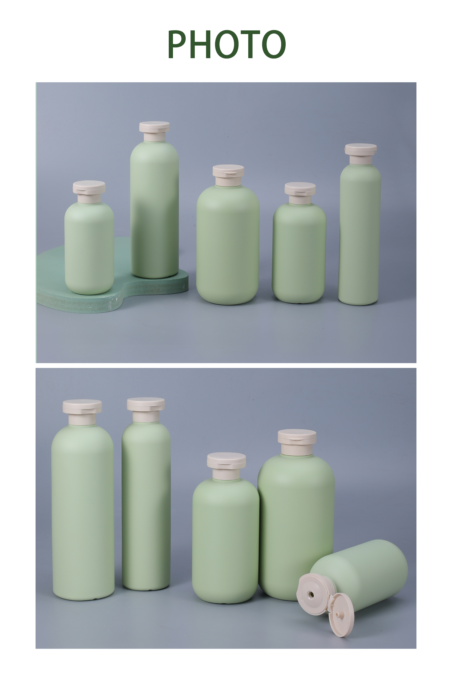 HDPE Material Plastic Cosmetic Shampoo Bottle With Flap Cap Custom Logo