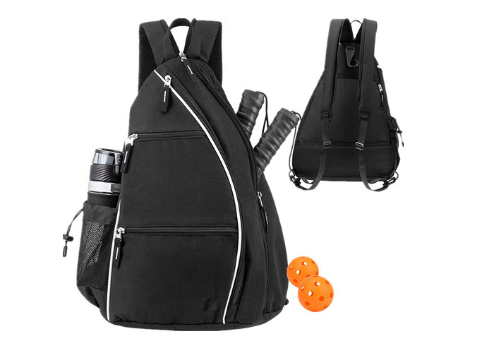 Unisex Black Sling Pickleball Bag With Detachable Shoulder Strap