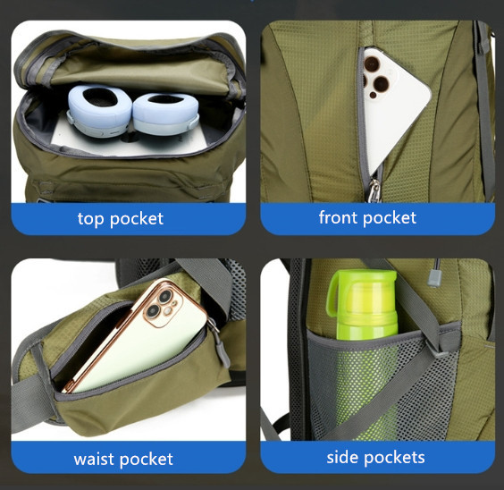 Reflective Printing Easy Strap Hiking Rucksack For Lightweight Backpacking