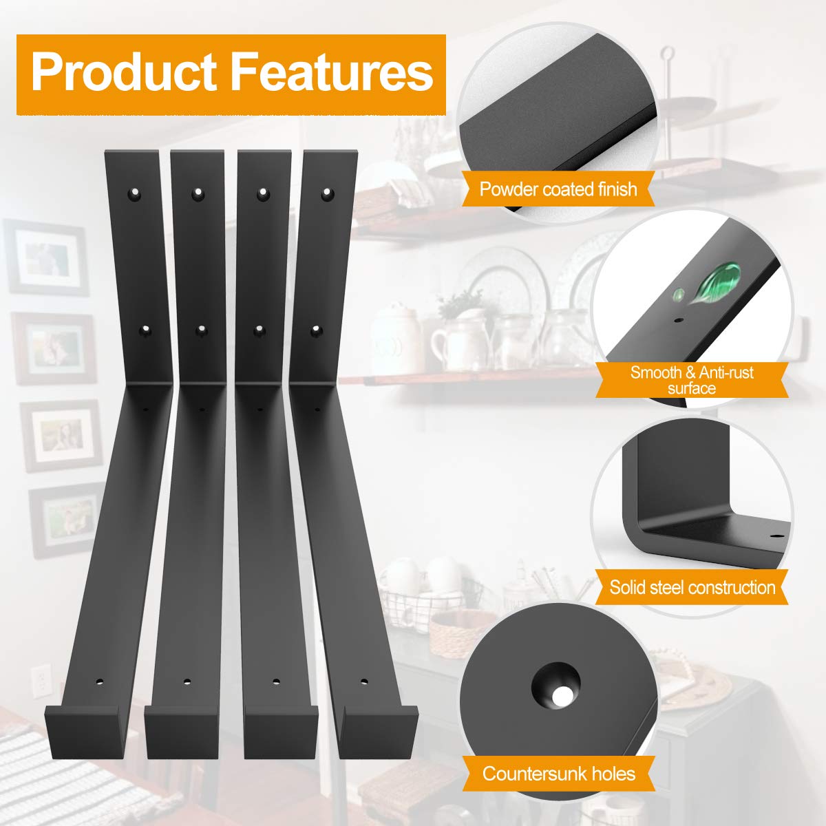 12 Inch Shelf Bracket Heavy Duty L Shelf Bracket 12 x 8 Inch Metal Floating Shelf Bracket
