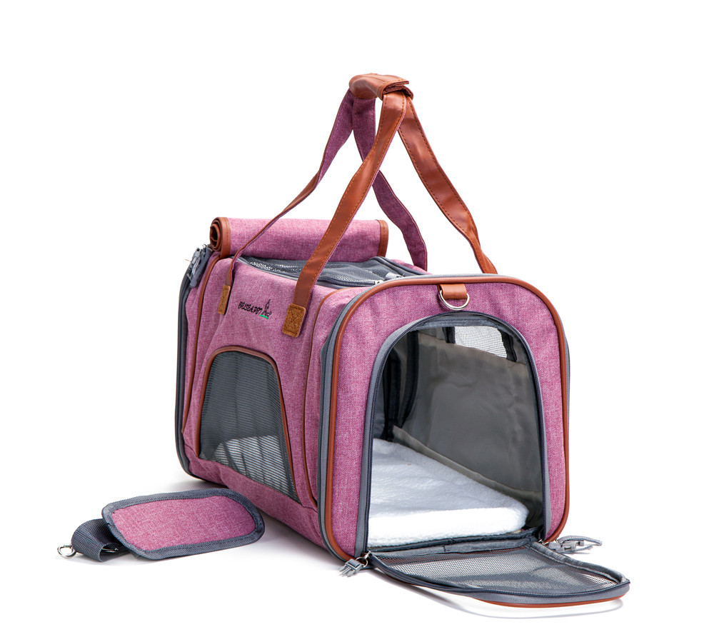 Grey Airline Approved Pet Carrier Bag For Small Dogs Fits Underneath Airplane Seat