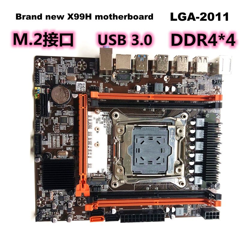 X99 Motherboard LGA-2011 X99H Desktop Mainboard E5 CPU DDR4 Ram M2 SSD