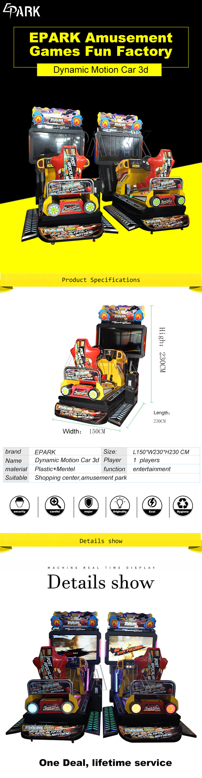 3DOF Racing Car Aracade Machine 42 Inch Screen For Game Center