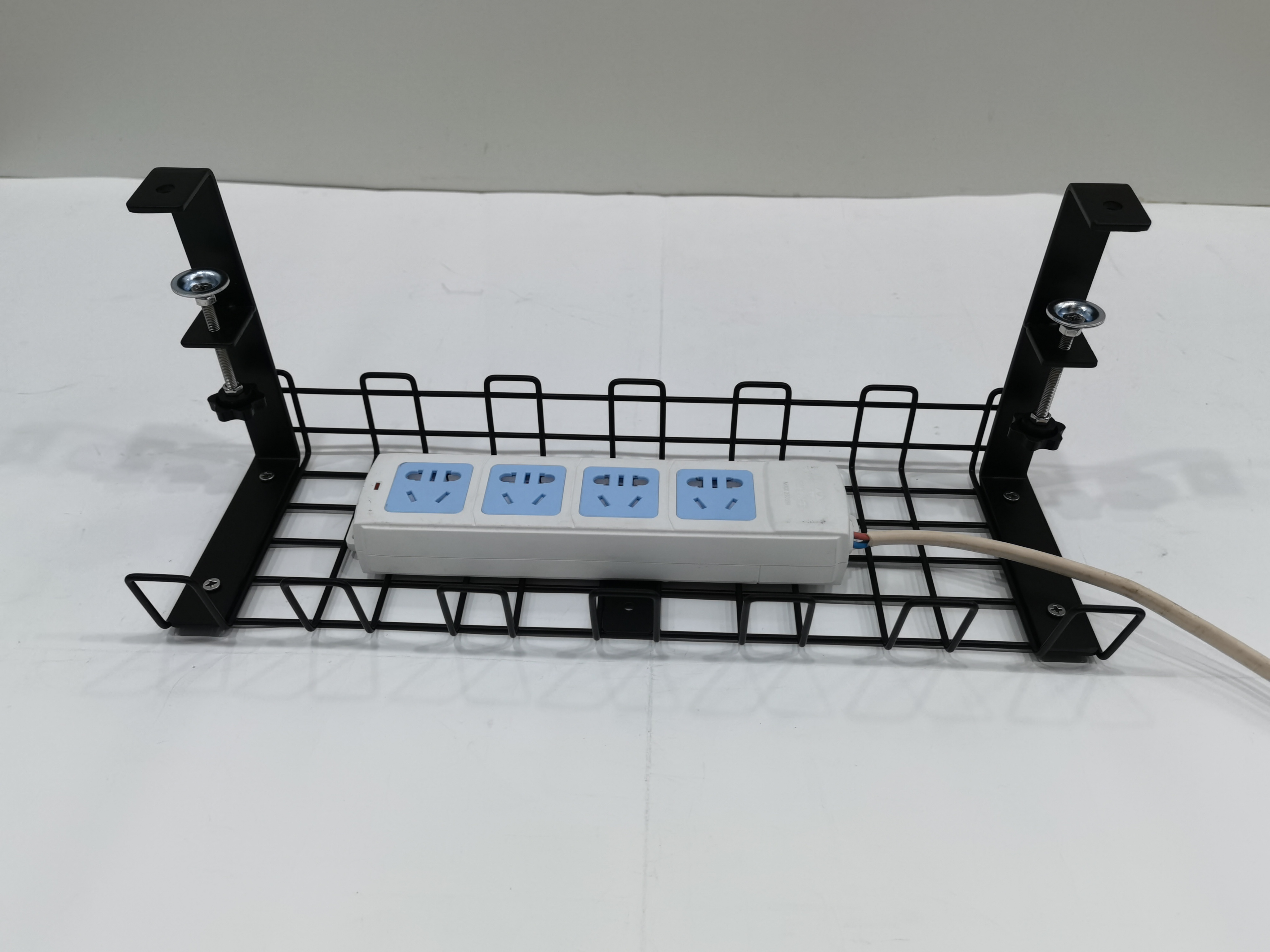 Adjustable Cable Management Tray for Desk No Drilling Required Large Space Metal Tray