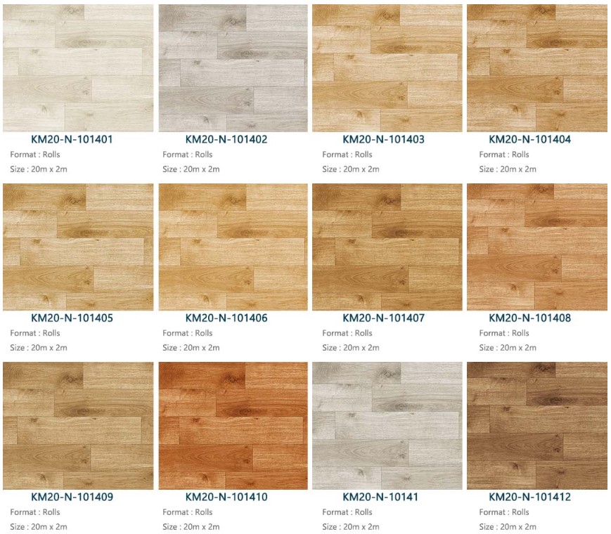 Oak Wood Look Vinyl Flooring Roll 1.8m-2m Width Heterogeneous Sheet Flooring