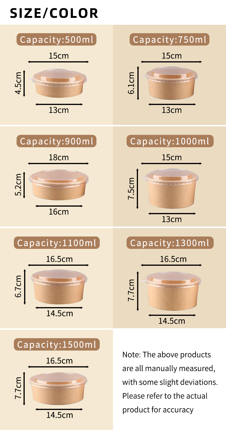 Kraft Salad peper meal box 500ml For Food Salad Noodles Catering Use