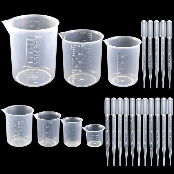 Plastic Beaker Set,Clear Measuring Graduated Liquid Container Beakers In 25ml